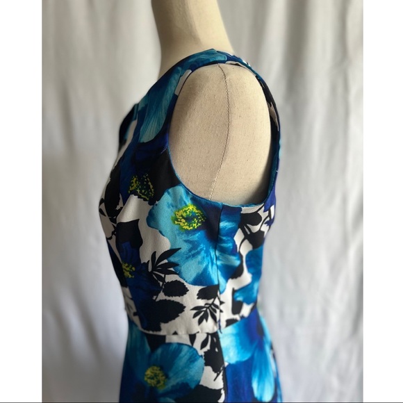 AB Studio Strapless Royal Blue and Black Floral Dress - Picture 2 of 7